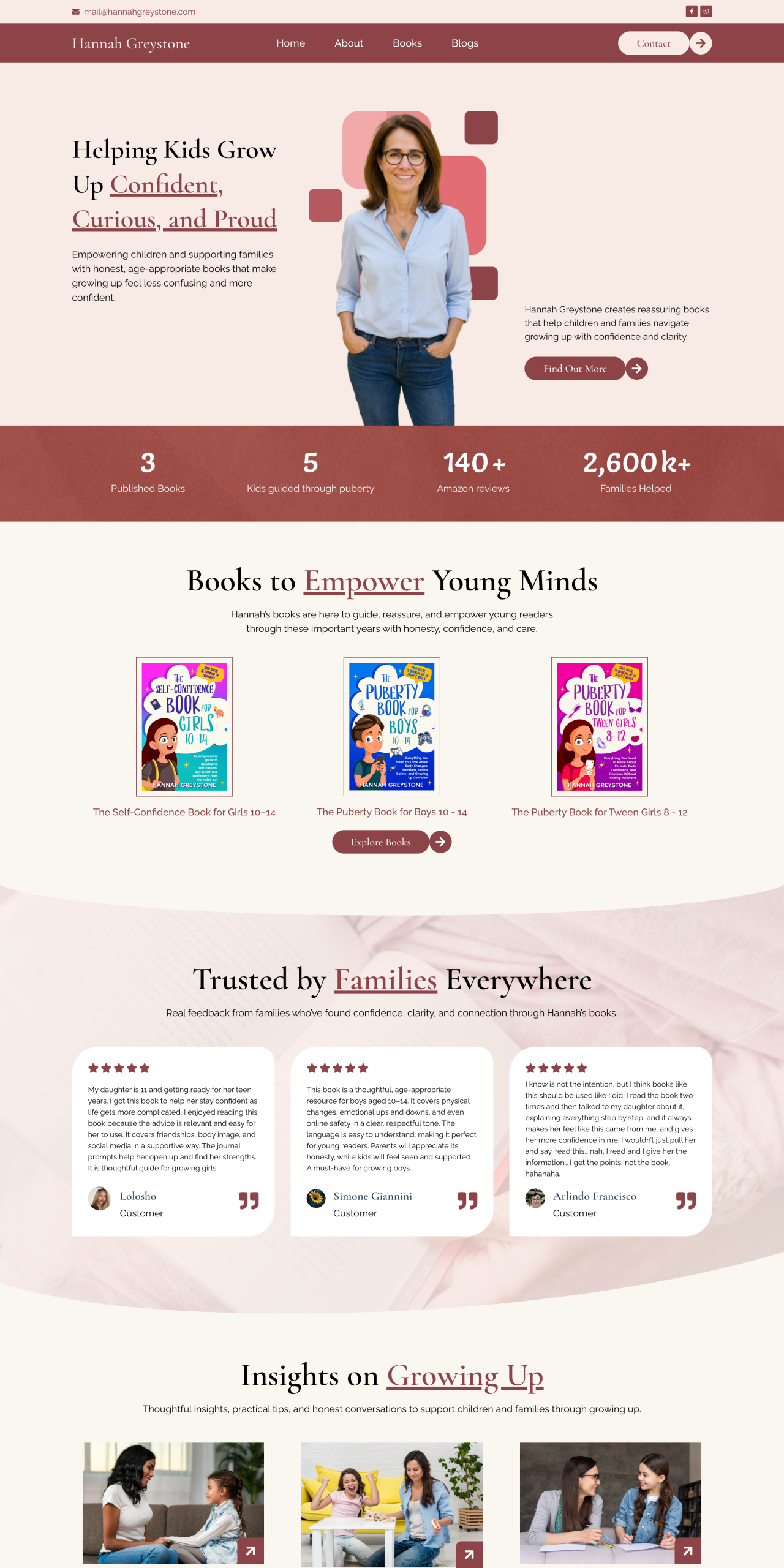 Hannah Greystone Book Author Website Portfolio